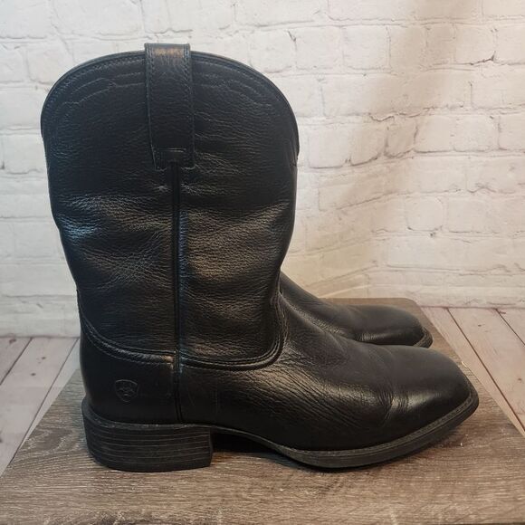 Men's Arist Black Leather Cowboy Boots, Size 10EE - Picture 1 of 6